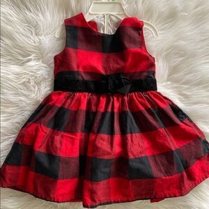 Girl 18 months plaid red black sleeveless dress